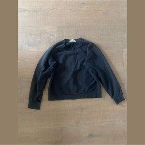 everlane cotton black long sleeve distressed ripped pullover sweatshirt